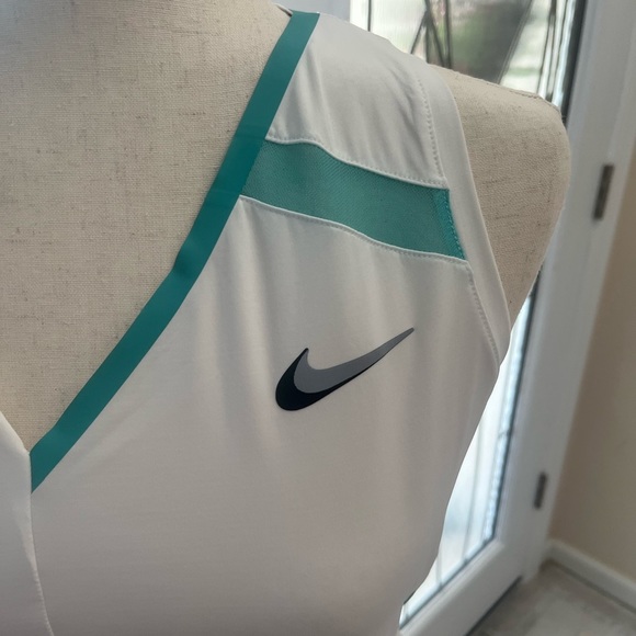 Nike Court Dri-FIT Women's Tennis Dress, White/Washed Teal/Wolf Grey - Picture 7 of 11